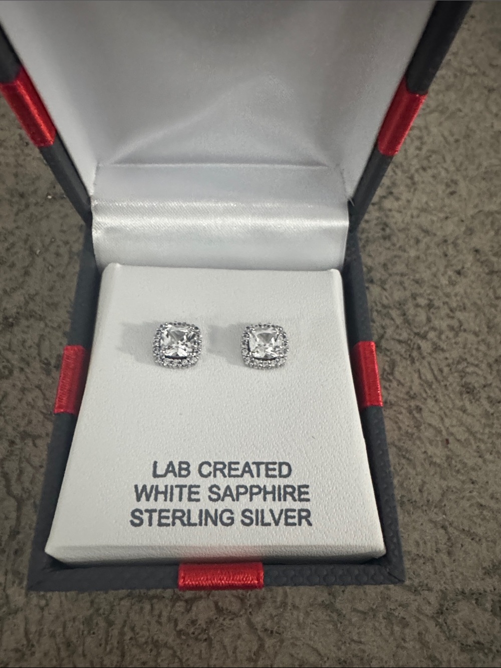Sterling Silver Lab-Created White Sapphire Halo Stud Earrings - White